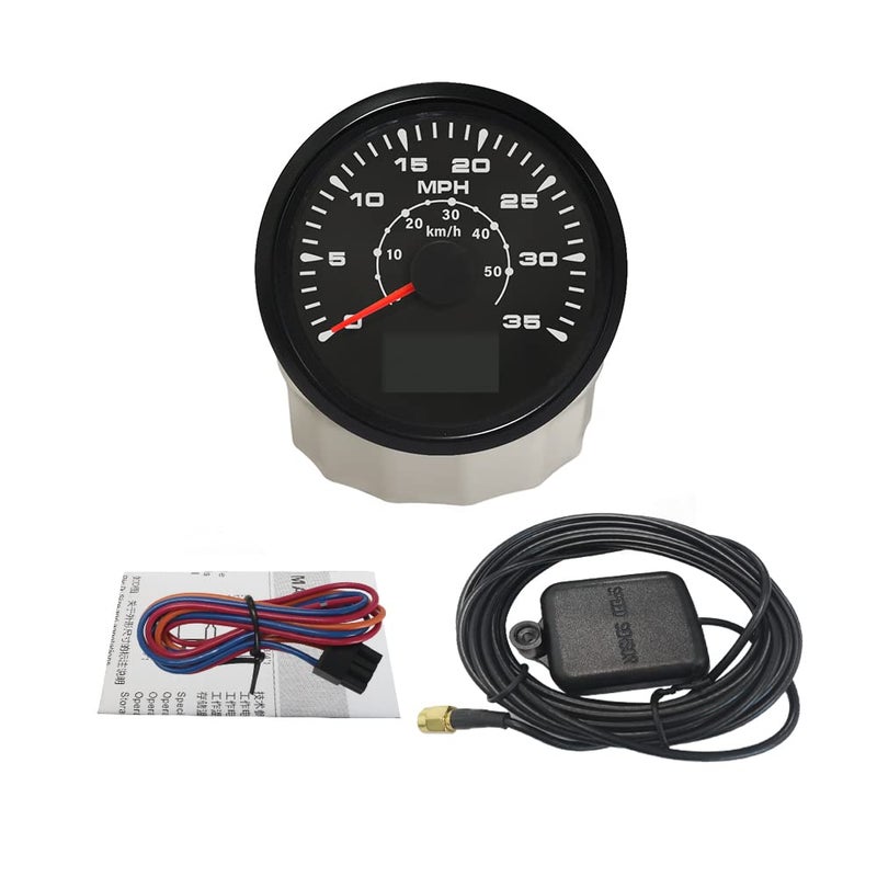 ELING ATV Car Boat GPS Speedometer Velometer 0-35MPH 0-55KM/H Odometer Gauge Kit with ODO Course Tripmeter 85mm 3 3/8" 12V 24V - Image 5